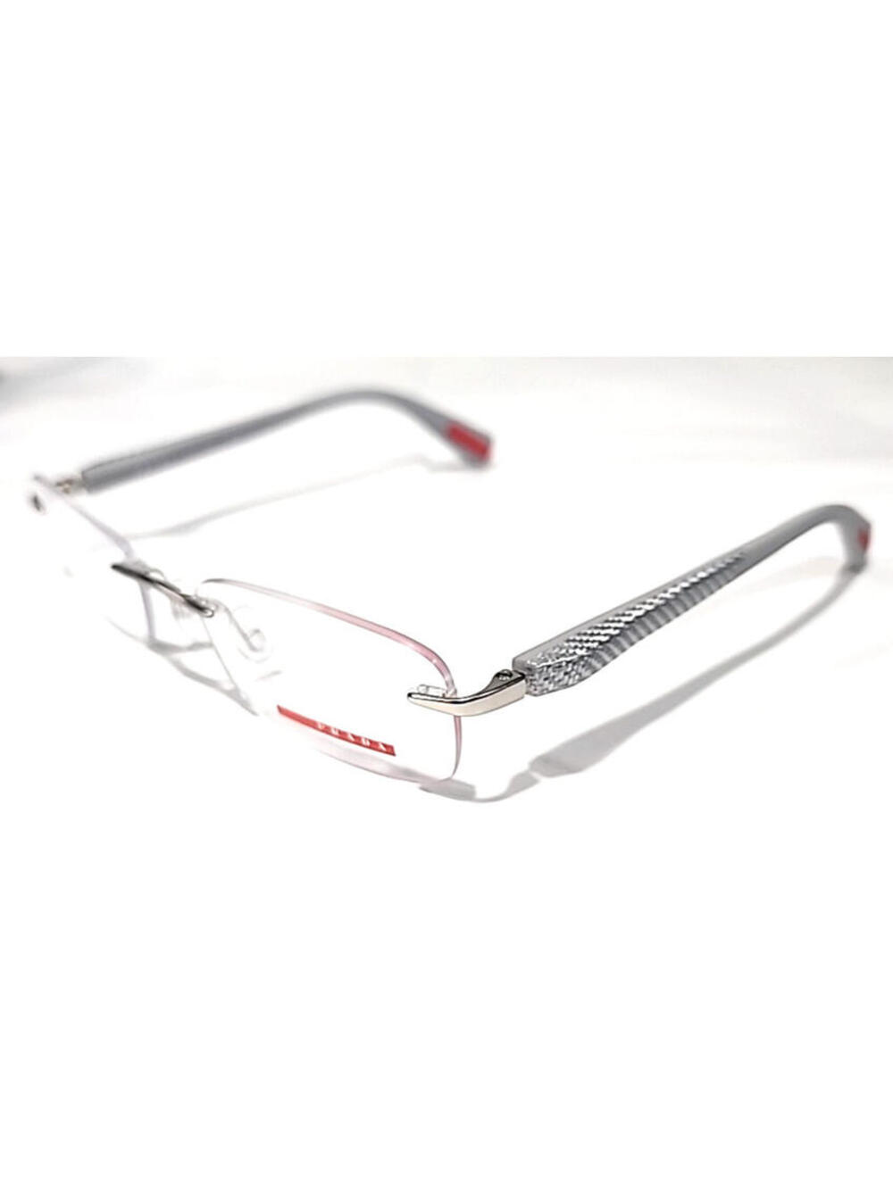 PRADA VPS53D 1AP-101 Linea Rossa Gunmetal Rectangular Eyeglasses 53-18 135 Box - Picture 3 of 8